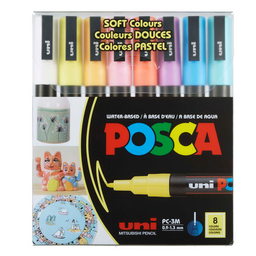 POSCA Paint Markers, *Soft Colors*, 8 Color Fine Tip Set – ARCH Art Supplies