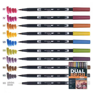 Dual Brush Pen Art Markers 10-Pack, Landscape, Brush Markers